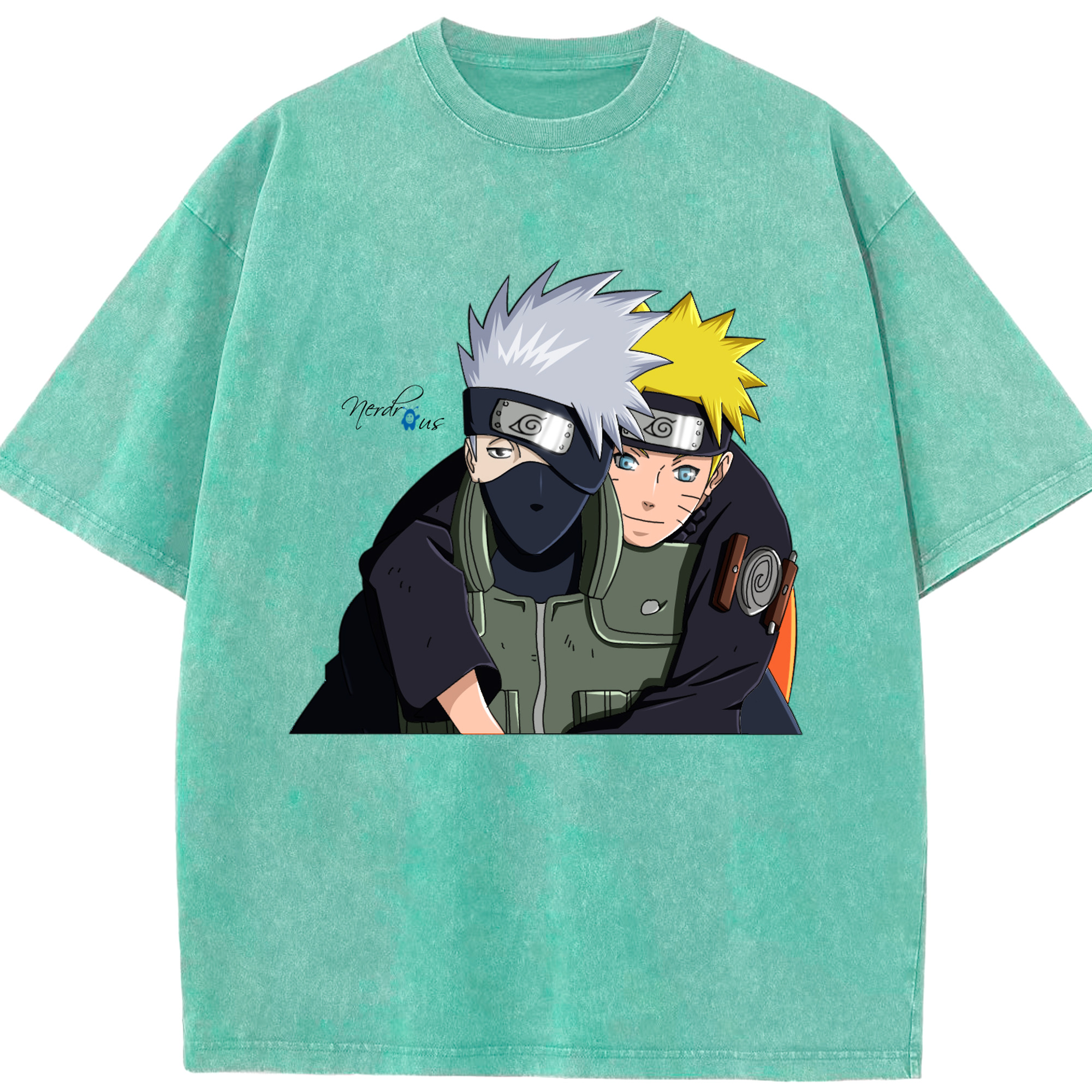 （画像用） NARUTO -ナルト- はたけ カカシ Hatake Kakashi 綿100% ヴィンテージ風 半袖Tシャツ（フロントプリント）